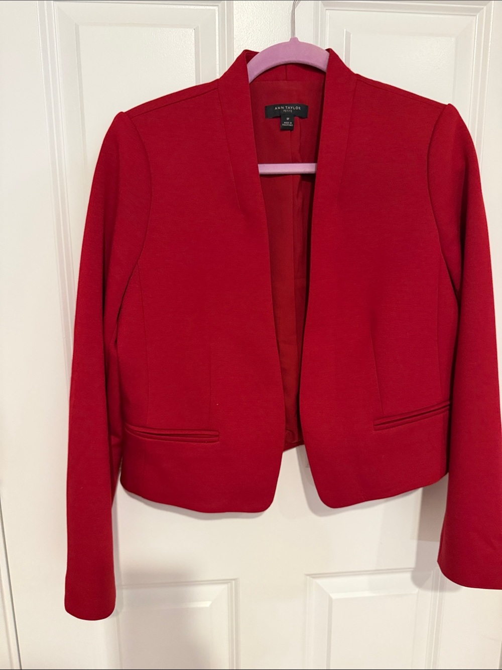 Ann Taylor Red Open-Front Cropped Blazer and suit pants